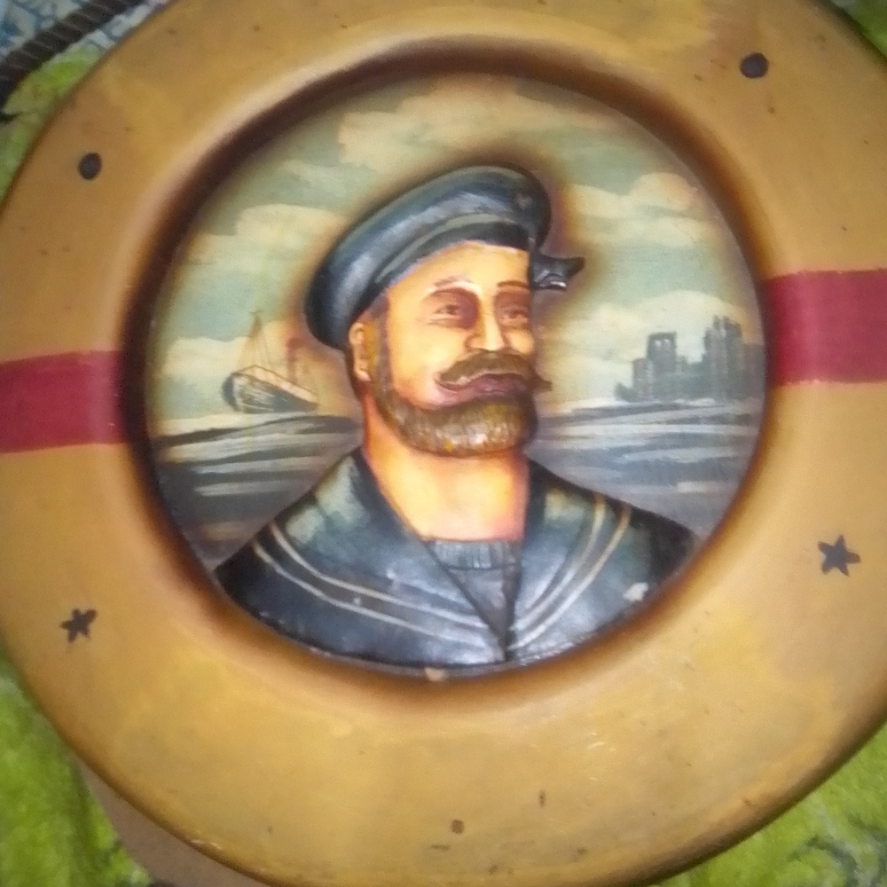 Vintage Nautical Wall Plate with Sailor Design